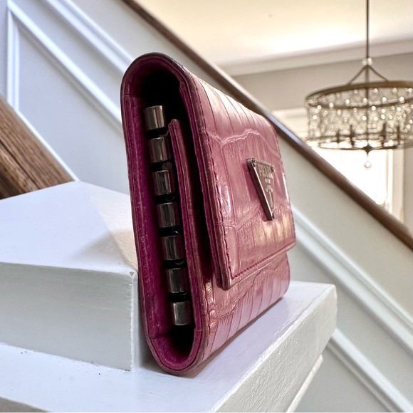 Prada Pink Crocodile 6 Key Holder Wallet - Picture 5 of 14